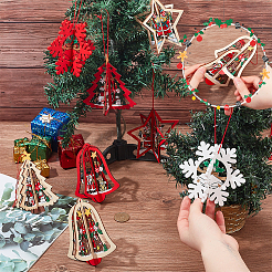 8 шт. 8 стиля рождественской тематики деревянная подвеска украшение&nbsp;HJEW-NB0002-12