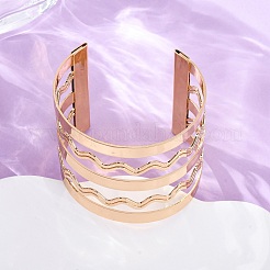 Волнистые железные браслеты-манжеты для женщин BJEW-G741-04KCG