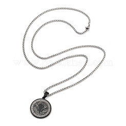 Ретро мандала 201 нержавеющая сталь цепочка созвездие кулон ожерелья для женщин мужчин NJEW-M223-01K