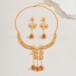 Элегантный комплект из латунного полого банта с кисточками и серег для женщин VJ2141