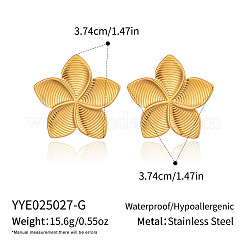 Boucles d'oreilles puces en acier inoxydable 304 à rayures et motif floral&nbsp;BI3627-1