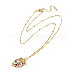 Латунные микропаве камелия кубический цирконий фрукты кулон ожерелья для женщин NJEW-U042-02A-G