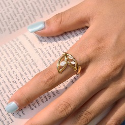 Anillos de dedo de acero inoxidable 304 con micropavé de circonita cúbica para mujer&nbsp;SA-CBAABBA-19G