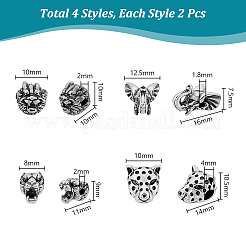 8шт. 4 набора бусин из нержавеющей стали 304 STAS-UN0059-67