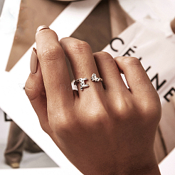 Жираф 925 стерлинговое серебро регулируемые манжеты кольца для женщин FS-WG500B7-01