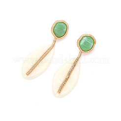 Плоские круглые с овальными подвесками серьги-гвоздики из цинкового сплава и смолы FS-WGF40BC-01