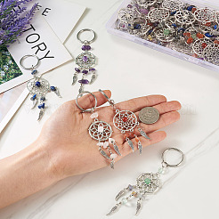 20шт 10-х стилистический брелок с натуральными драгоценными камнями KEYC-KS0001-05