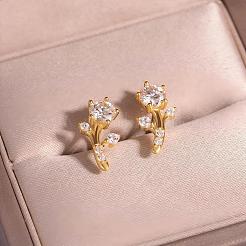 S925 серебряные серьги с веткой дерева и цирконием для женщин элегантные минималистичные украшения LC6311