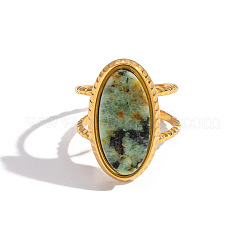 Bracciale aperto da donna in acciaio inossidabile 304 con pietre preziose naturali.&nbsp;LS-FS3382