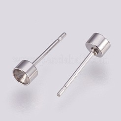 変色しない304ステンレススチールスタッドピアスセッティング  尖ったバックラインストーン用  ステンレス鋼色  3mmのラインストーンに適する  13.5x4mm  ピン：0.8mm&nbsp;STAS-I088-H-04P