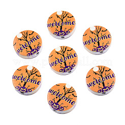 Бусины из натурального дерева с принтом на Хэллоуин WOOD-T021-70