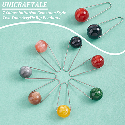 14 шт. 7-цветные акриловые подвески в стиле имитации драгоценных камней двухцветные большие&nbsp;STAS-UN0037-69