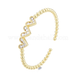 Браслет-кафф с тройным сердцем из кубического циркония BJEW-G651-09G-04