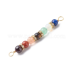 7 breloques de connecteur enveloppées de fil de cuivre de pierres précieuses mélangées de chakra&nbsp;PALLOY-JF01900-02