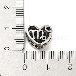 316サージカルステンレススチール中空ビーズ  十二星座の心  乙女座  乙女座  10x12x6.5mm  穴：4mm&nbsp;STAS-Q304-01F-AS