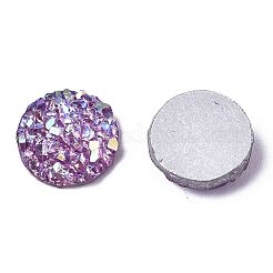 樹脂カボション  イミテーションドゥルージーアゲート  フラットラウンド  ABカラーメッキ  青紫色  8x2.5mm&nbsp;CRES-Q191-HA027-B5