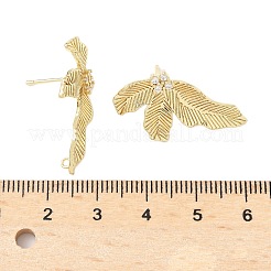 Латунные микро-паве прозрачные серьги-гвоздики из циркония&nbsp;LS-KK-Z106-02G-04