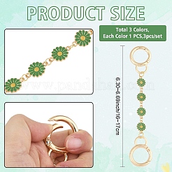 3 шт. 3-цветные эмалевые цепочки для сумок-удлинителей в виде цветка из сплава HJEW-YW00098-01