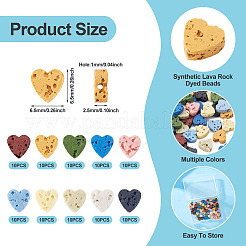 100 шт. 10-х цветные синтетические окрашенные бусины из лавы G-TA0002-37