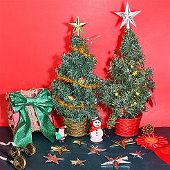 18 шт. 6 стиля пластиковое украшение на верхушку елки в виде звезды&nbsp;AJEW-NB0008-02