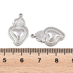 304ステンレススチールペンダントラインストーンセッティング  神聖な心のチャーム  ステンレス鋼色  20.5x12.5x2.5mm  穴：1mm  0.7mmのラインストーンに適する&nbsp;STAS-L317-29P