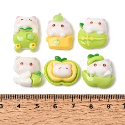 オペーク樹脂カボション  りんごと猫  ミックスカラー  18~23x15~20x6~9.5mm&nbsp;RE-CBACC7F-01