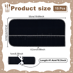フェルト製食器収納バッグ15個  カトラリーバッグ  ブラック  242x500x2mm&nbsp;AJEW-WA0001-11