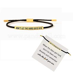 304ステンレススチールチューブビーズ編みビーズブレスレット  綿紐編みブレスレット、紙カード付き  ゴールドカラー  11-3/4インチ（30cm）&nbsp;FS-WGDF774-01