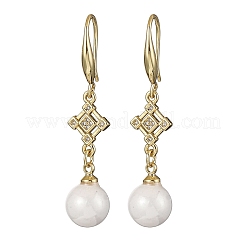 Серьги с подвесками из латуни с прозрачным фианитом и прозрачным фианитом EJEW-F362-17G