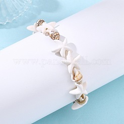 Stretch-Armbänder aus natürlicher Spiralmuschel und synthetischen Türkisperlen für Damen&nbsp;BJEW-JB14069