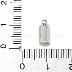 304ステンレススチールチャーム  ガラスと  長方形  グレー  11x4.5x3.5mm  穴：1.4mm&nbsp;STAS-L022-242P-16