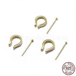 925スターリングシルバーペンダントベイル  s925スタンプあり  ゴールドカラー  10x8x2.5mm  ピン：15.5x0.4mm&nbsp;STER-L057-081A-G