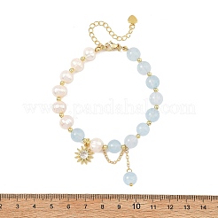 Bracelets en perles rondes de quartz naturel teint et en perles de pomme de terre&nbsp;BJEW-JB14466