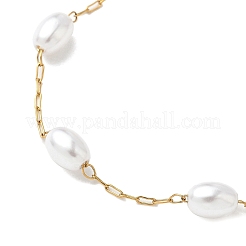 Овальные абс имитация жемчуга бусины цепочки браслеты изготовление AJEW-JB01354