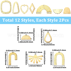 24 шт. 12 стиля латунных филигранных соединительных звеньев и подвесок&nbsp;KK-SC0006-83