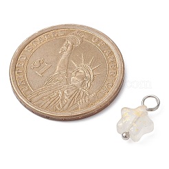 スプレー塗装されたガラスのペンダント  真鍮パーツ  スターのチャーム  透明  13.5~14x8x4mm  穴：3mm&nbsp;PALLOY-JF02337-02