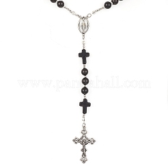 Колье из синтетических четок из бирюзы и дерева&nbsp;NJEW-JN04431-04