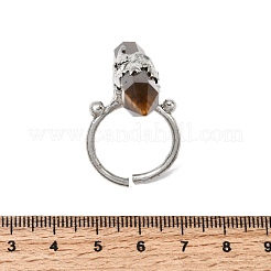 Bagues manchettes en œil de tigre naturel et laiton pour femmes&nbsp;RJEW-G374-01P-11