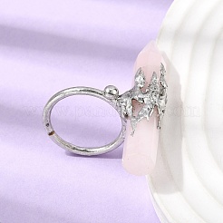 Armreife aus natürlichem Rosenquarz und Messing für Damen&nbsp;RJEW-G374-01P-10