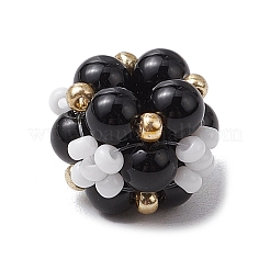 Натуральный черный оникс (окрашенный и нагретый) и стеклянные бусины-кластеры PALLOY-MZ00591-04