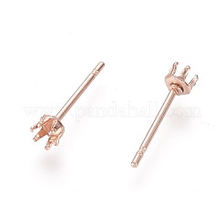 304ステンレススチールスタッドピアス金具  熊手のセッティング  ローズゴールド  13x3mm  ピン：0.8mm&nbsp;STAS-D448-087RG-3mm