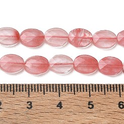 合成桜石英ガラスビーズ連売り  多面カット  フラットオーバル  8x6x3.5mm  穴：0.5mm  約46個/連  14.96''（38センチメートル）&nbsp;G-H349-A01-27
