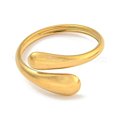 Ионное покрытие (ip) 304 нержавеющая сталь каплевидной формы открытое манжетное кольцо для женщин RJEW-A043-19G