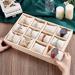 12 Gitter-Ausstellungstabletts aus Holz für Armbänder&nbsp;BDIS-WH0006-010