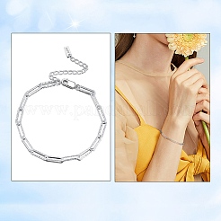 Браслеты-цепочки из серебра 925 пробы с родиевым покрытием и скрепками для бумаг&nbsp;BJEW-I314-055P