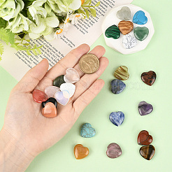 24 шт. 24 стиля сердце смешанные драгоценные камни и фарфоровые пальмовые камни&nbsp;G-SP0001-29