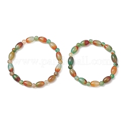 2 шт. 2 варианта браслетов из натурального павлиньего агата с бусинами&nbsp;BJEW-JB13416-01