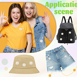 60 шт. 4 стиля полиэстеровая ткань с вышивкой в виде ромашек&nbsp;DIY-GA0008-79