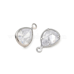 Breloques de zircone cubique clair pavés en laiton&nbsp;CU-CBAD360-01P-02