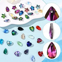 40 pièces 10 couleurs breloques en verre à facettes&nbsp;GLAA-FS0002-68